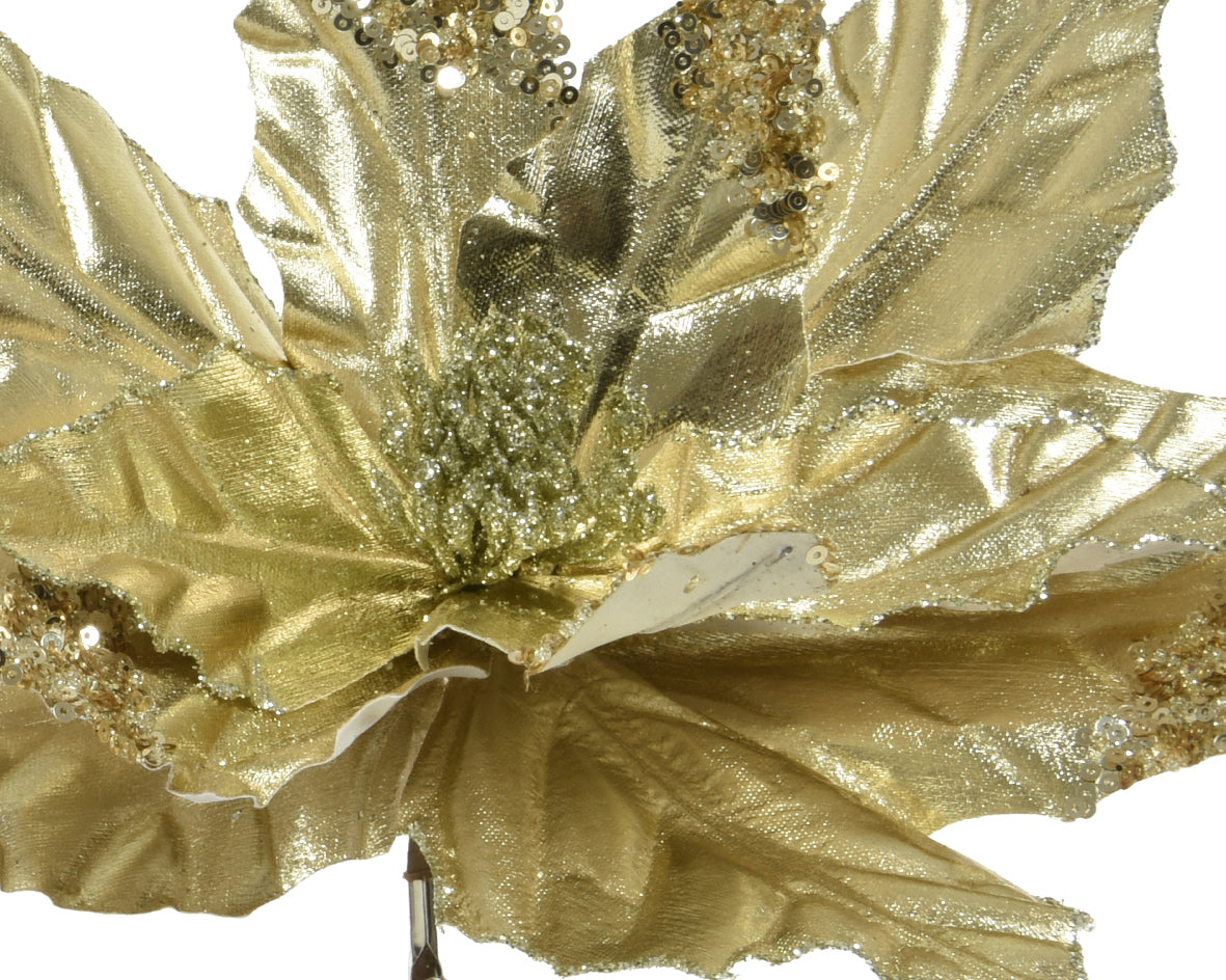 Gold poinsettia clip (2 styles)