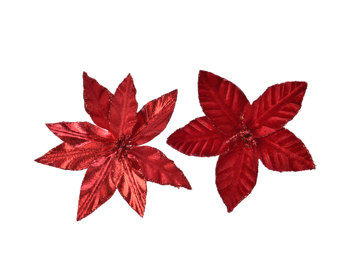 Christmas red poinsettia clip (2 styles)