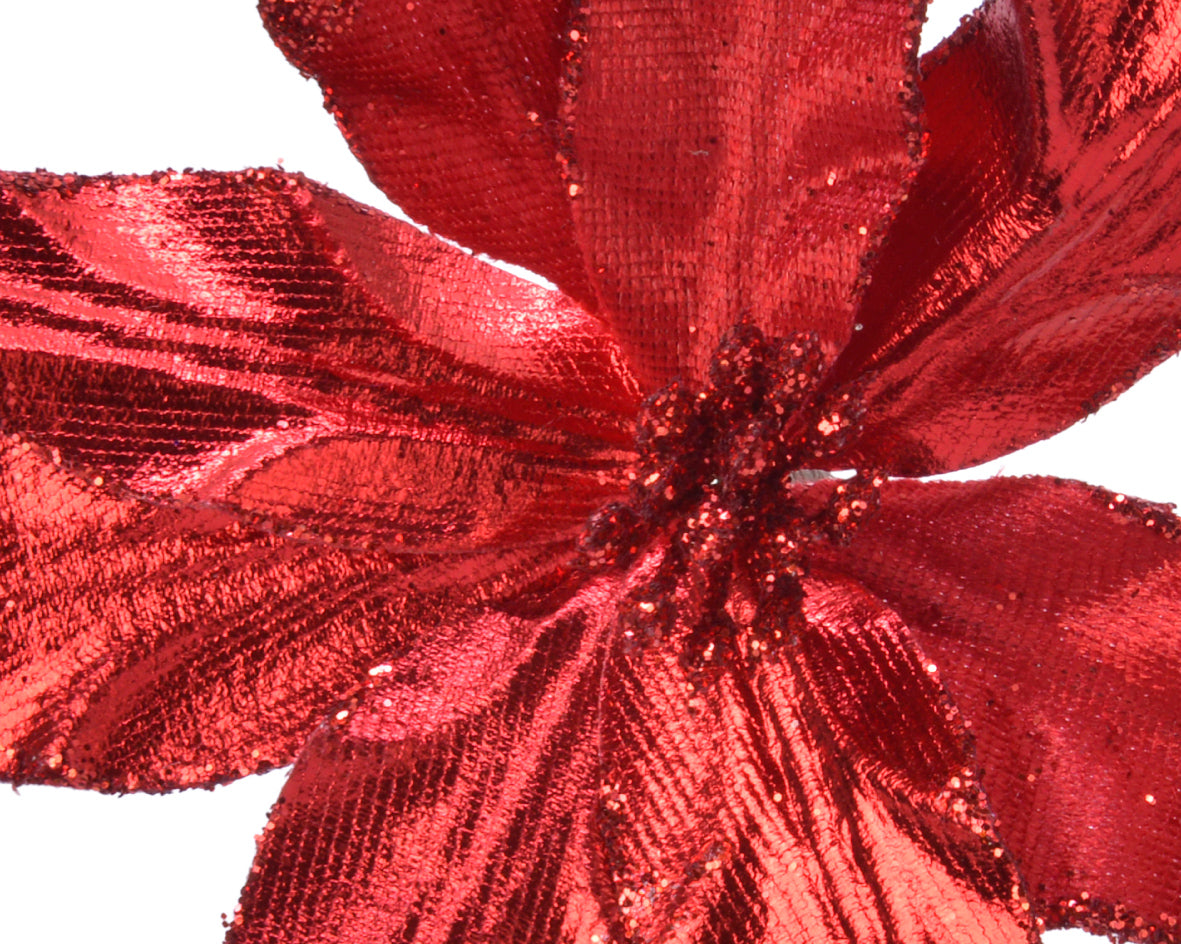 Christmas red poinsettia clip (2 styles)