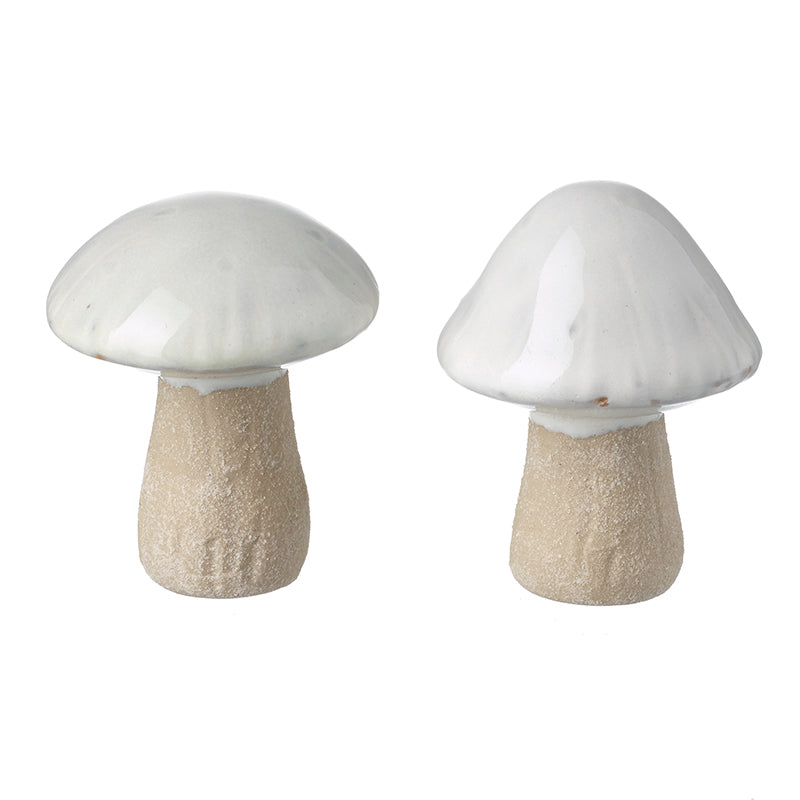 Cream porcelain mushroom ornaments