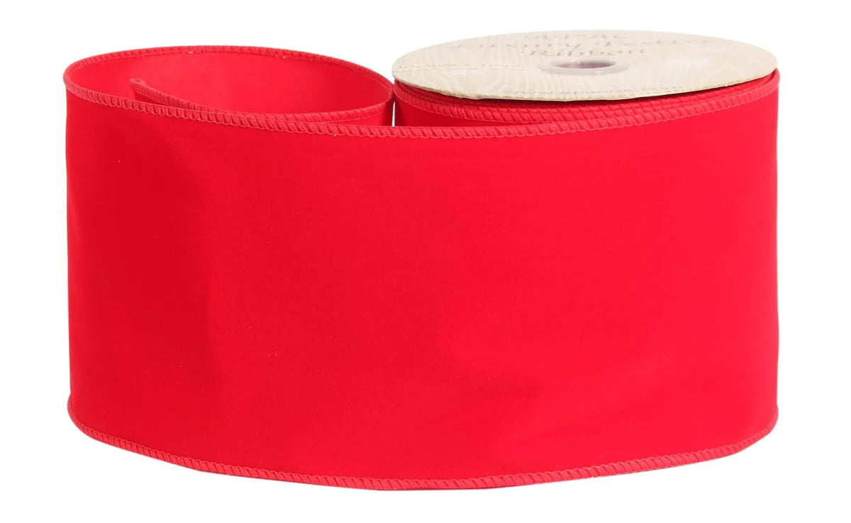 Red velvet ribbon with wire edge