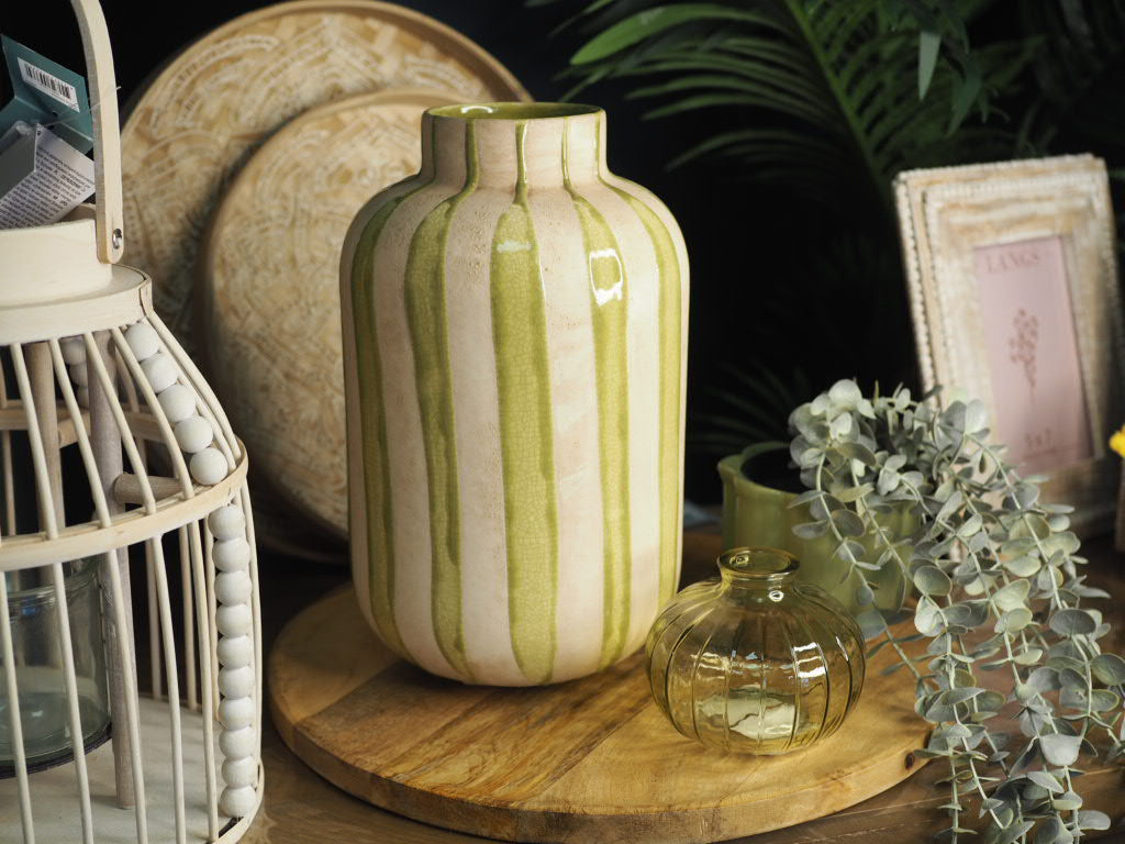Striped crackled glaze and rustic vase
