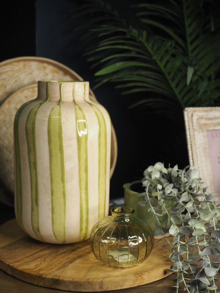 Striped crackled glaze and rustic vase