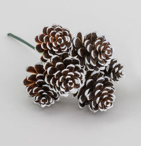 Frosted pine cone pick