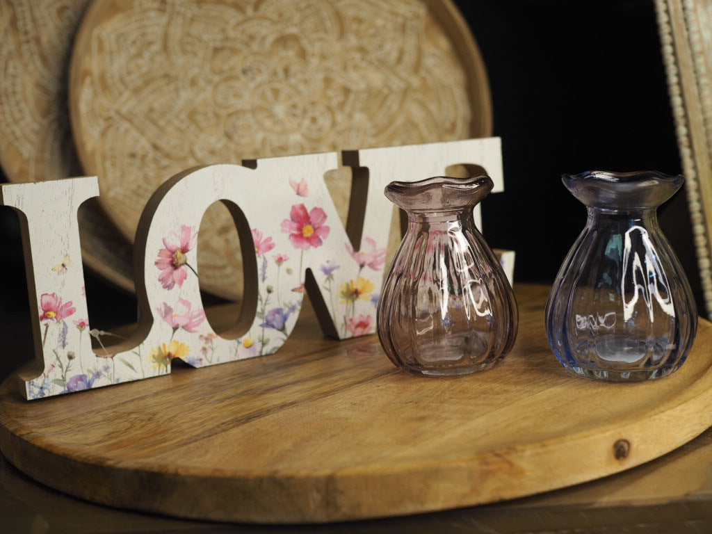 Floral print wooden love sign