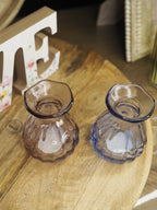 Ribbed glass bud vase with flute top