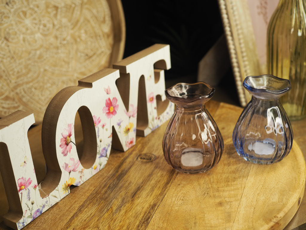 Floral print wooden love sign