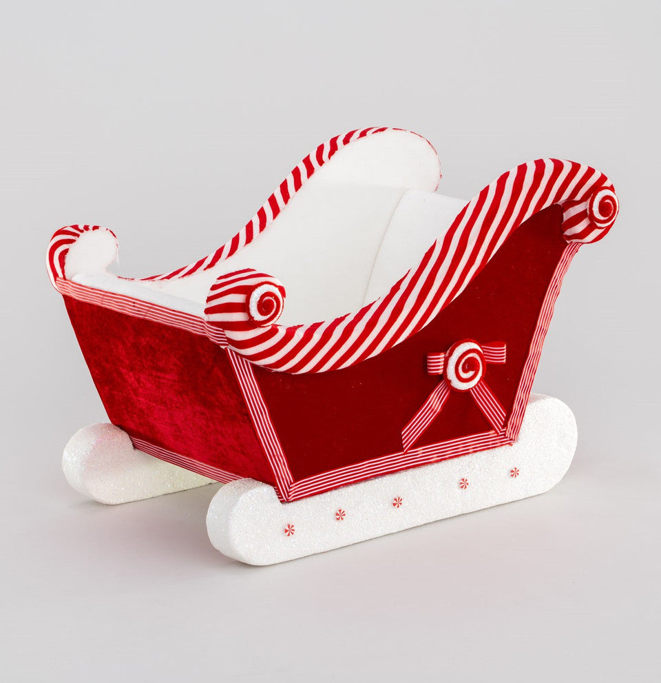 Red and white fabric Candy sledge display piece