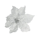 Frosted silver poinsettia pick