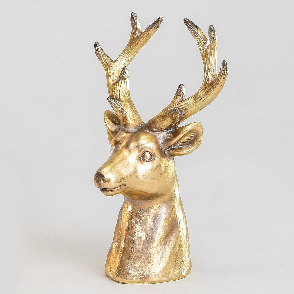 Gold stag head ornament (23cm)