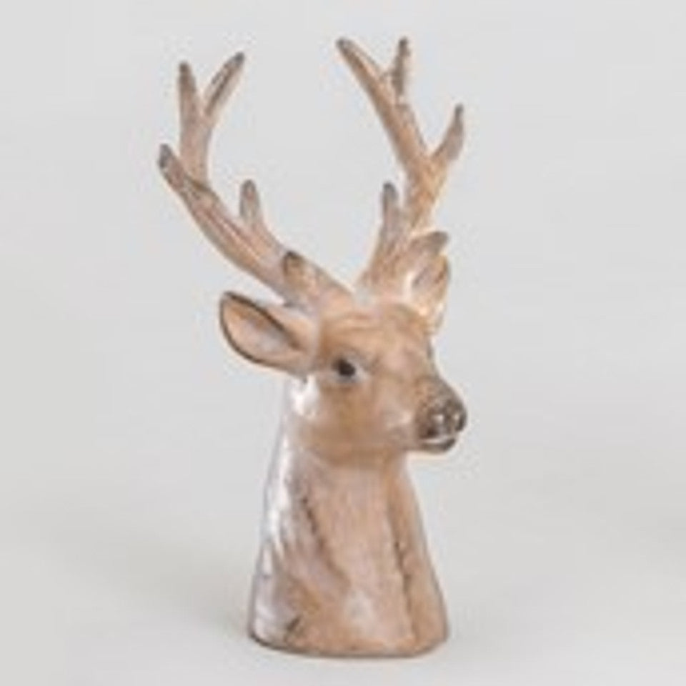 Rustic wooden effect stag head (23cm)