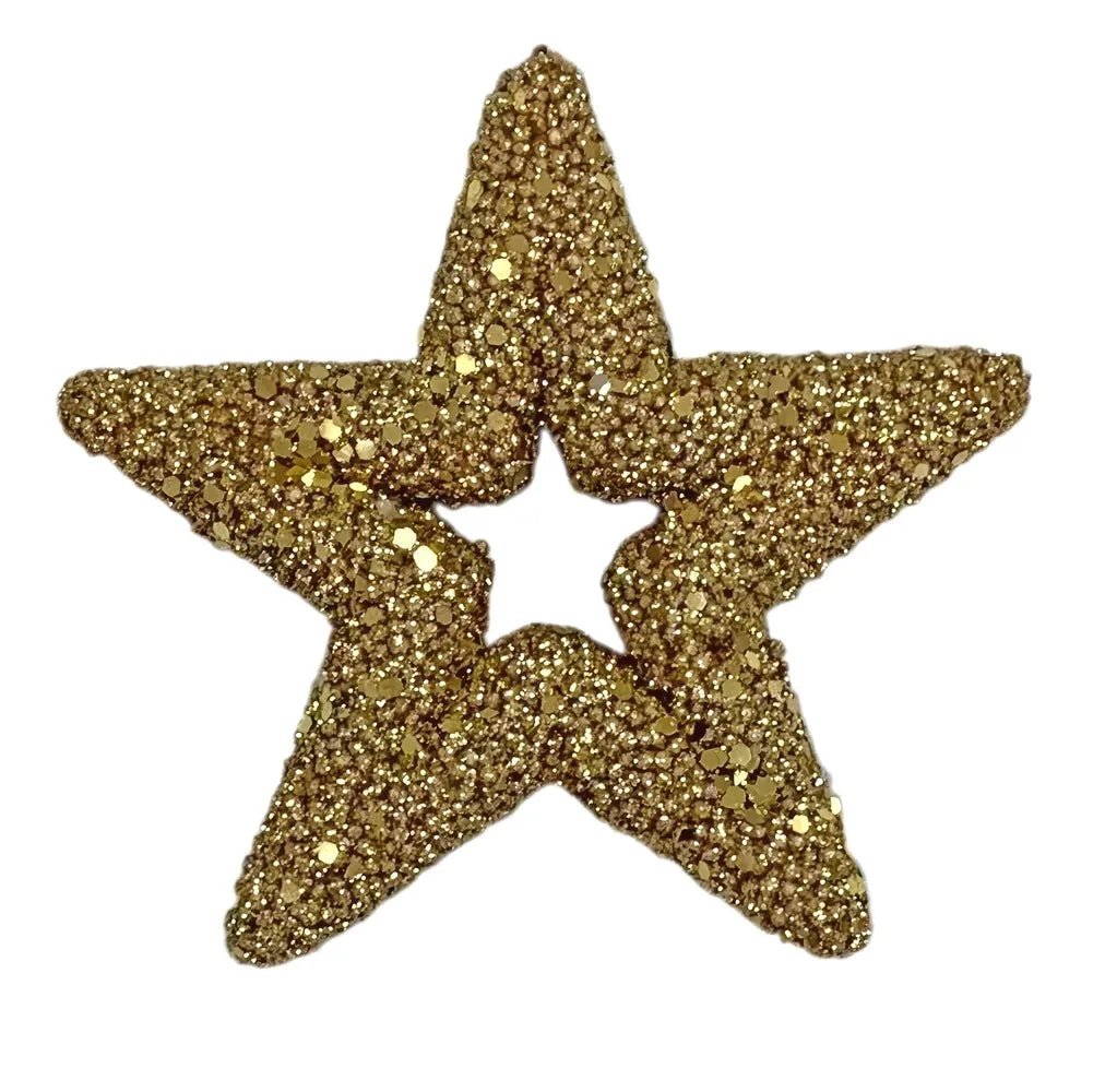 Glitter open star hanging dec