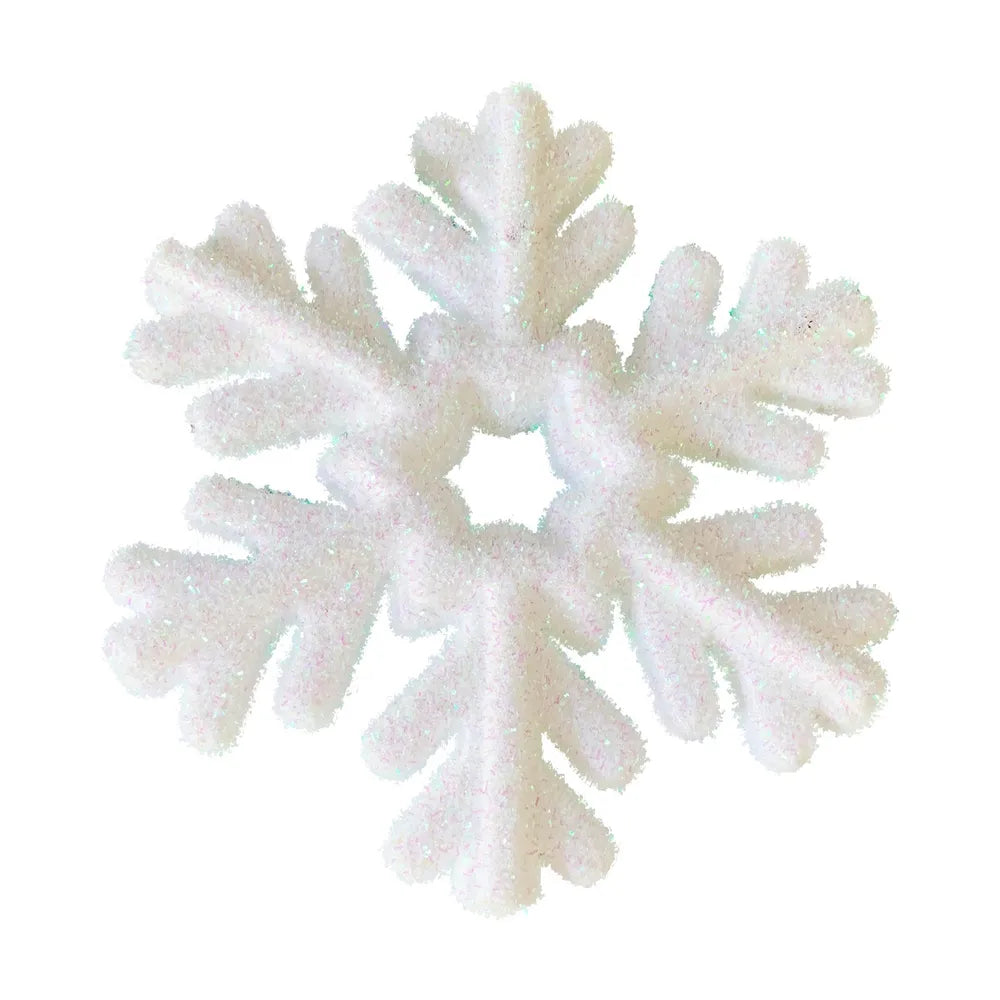 White glitter snowflake hanging decoration