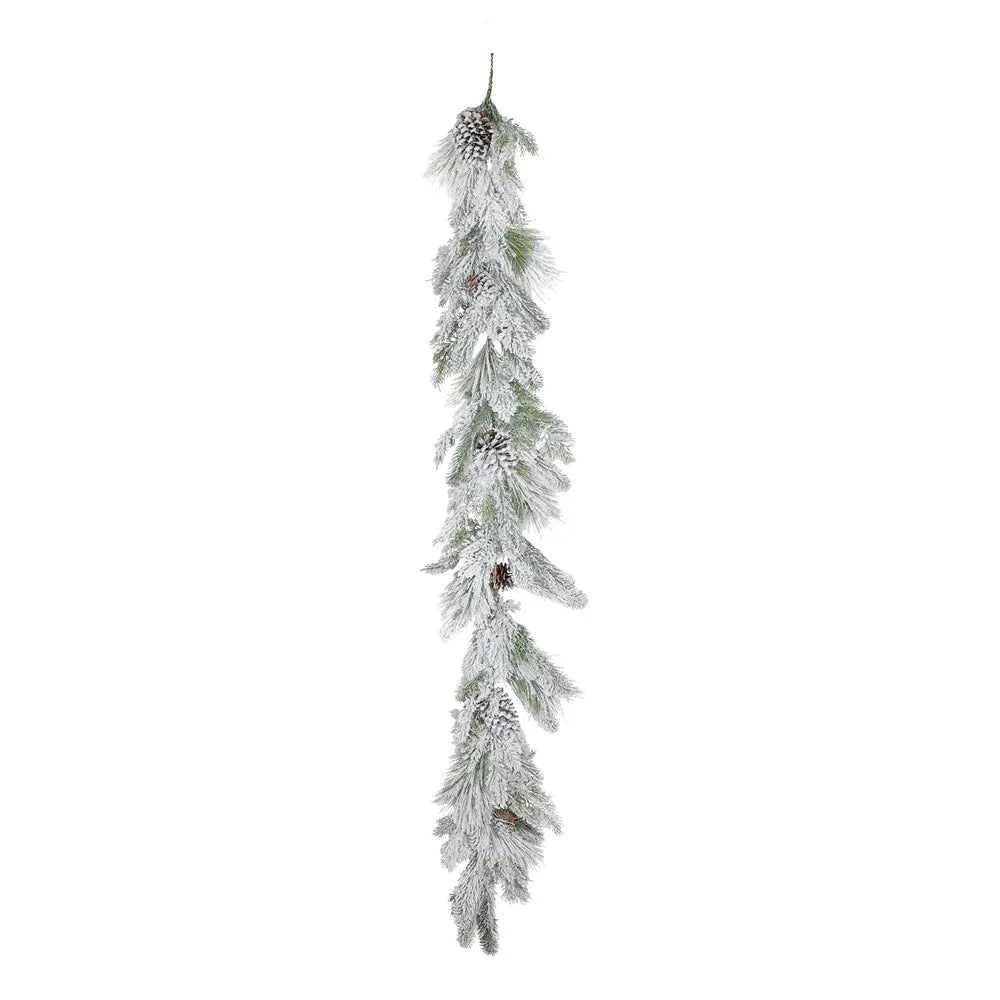 Snowy mixed pine & cone garland