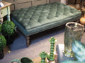 Hunter green velvet button pressed footstool