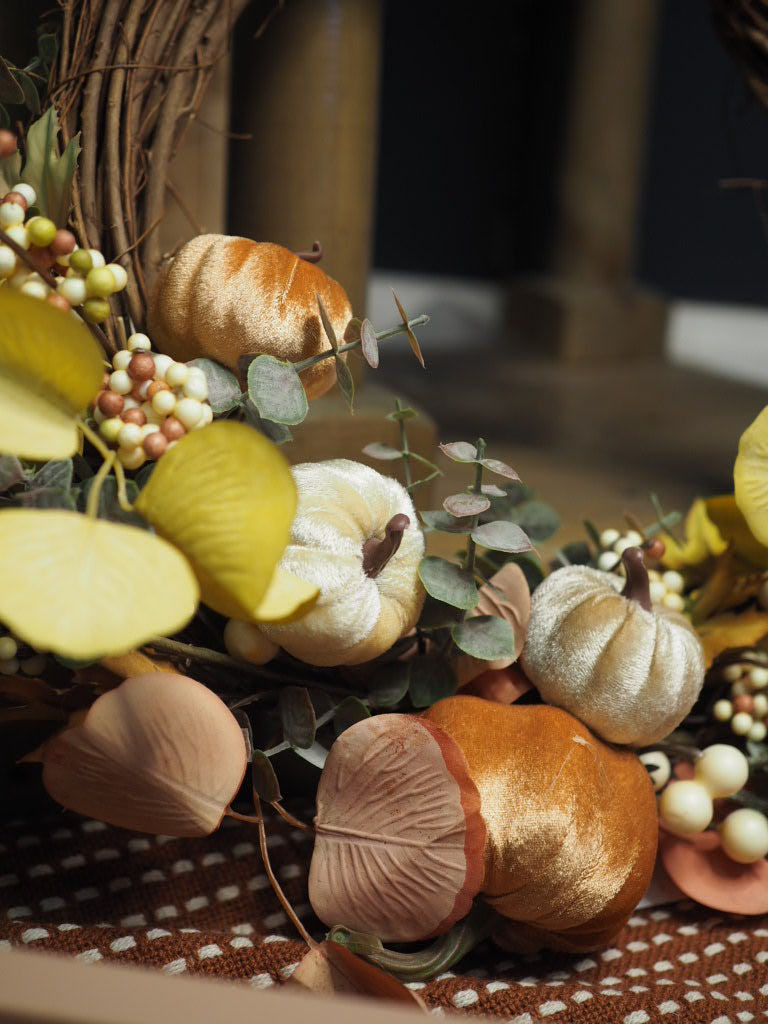 Autumn pumpkin and berry wreath