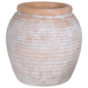 Terracotta ribbed vase