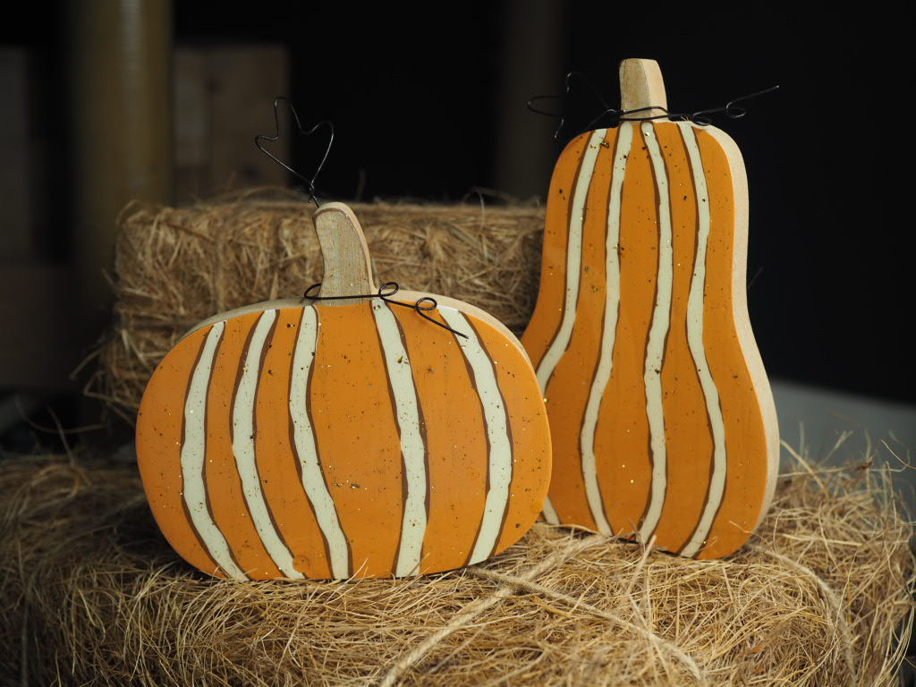 Gold speckled pumpkin decorations