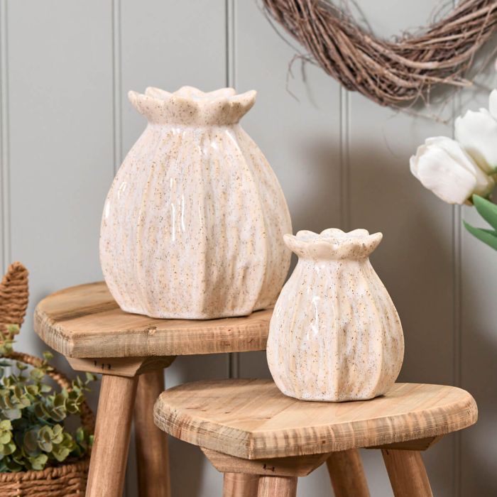 Ceramic poppy seed textured vase (small)
