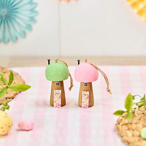Toadstool house hanging decs