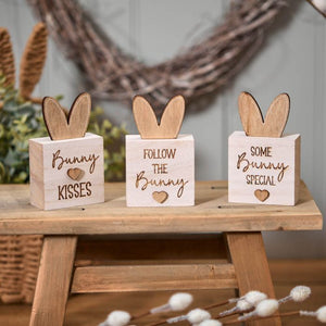 Rustic wood bunny ear block