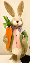 Large Easter bunny in green and pink gingham