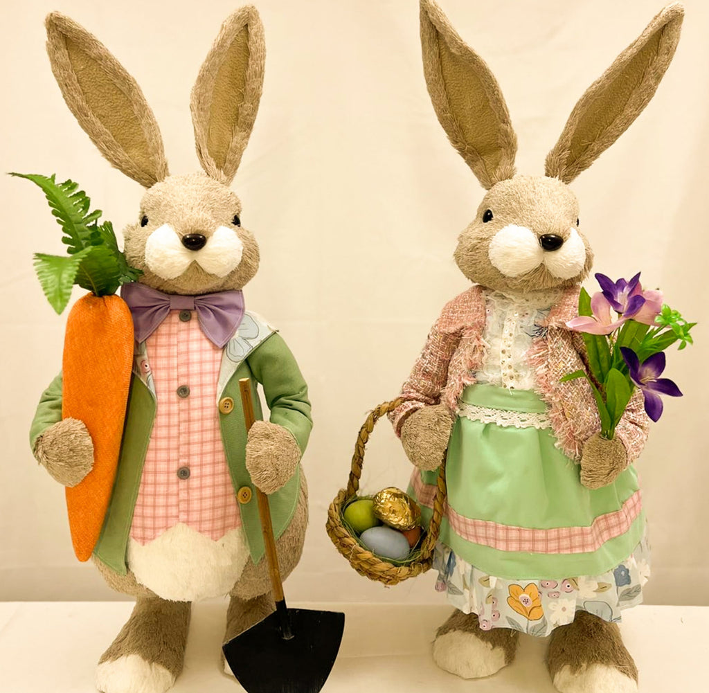 Large Easter bunny in green and pink gingham