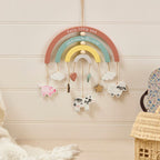 Mini farm welcome to the world wooden rainbow mobile
