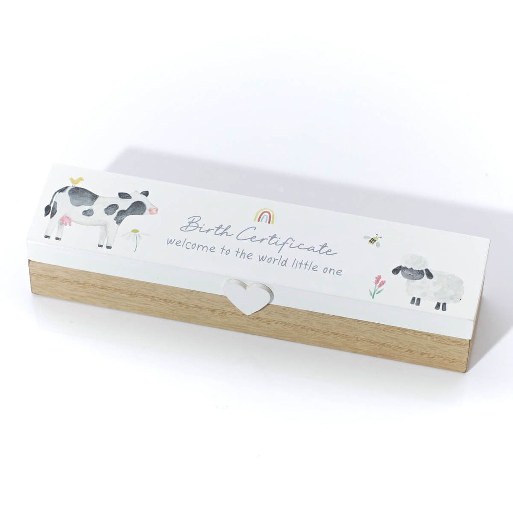Mini farm birth certificate wooden box