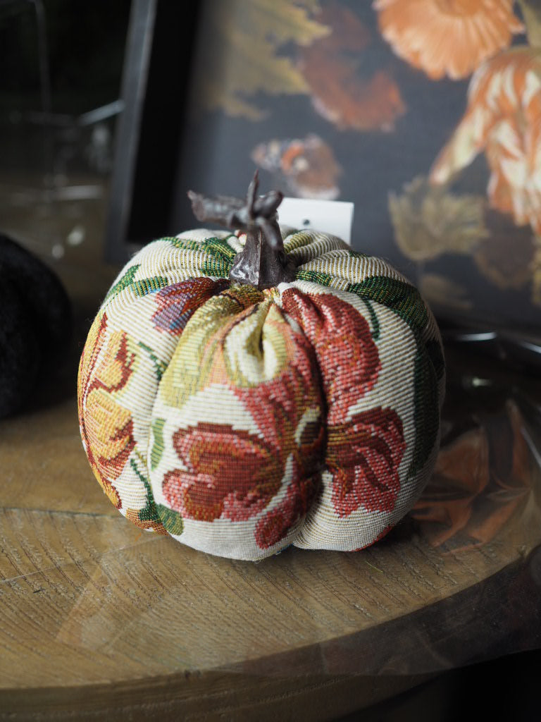 Tapestry floral leaves pumpkin ornament