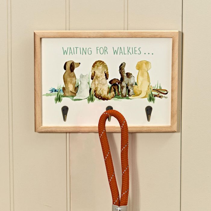 Waiting for walkies dog lead framed plaque