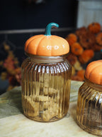 Glass jar with ceramic pumpkin lid, 20cm