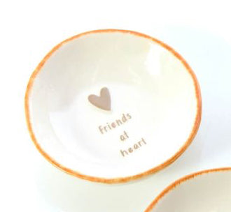 Rustic stoneware trinket dish with heart