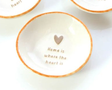 Rustic stoneware trinket dish with heart