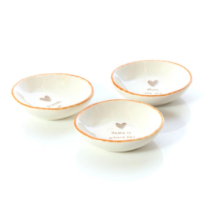 Rustic stoneware trinket dish with heart