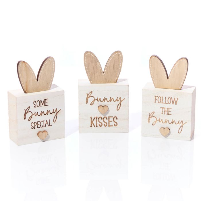 Rustic wood bunny ear block