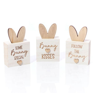 Rustic wood bunny ear block