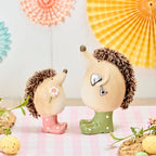 Clay hedgehog with pink spot welly boots ornament