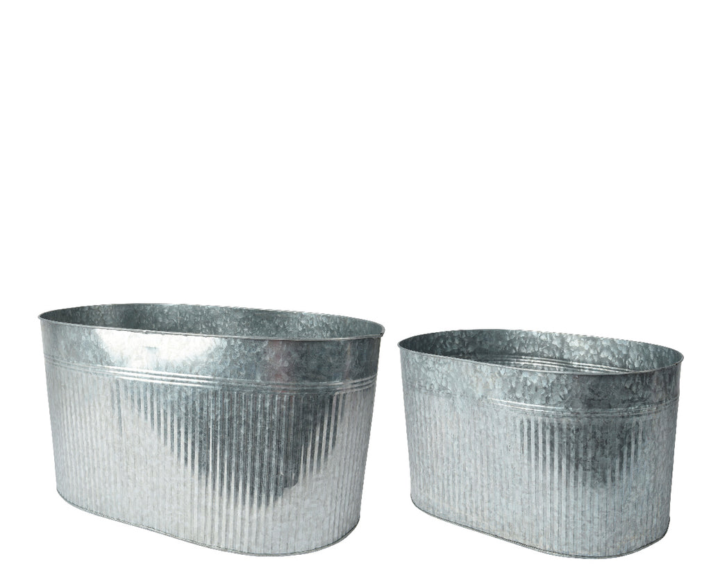 Planter zinc oval outdoor