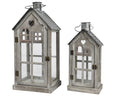 House shaped firwood zinc lantern