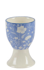 Blue & white floral print egg cups - Set of two