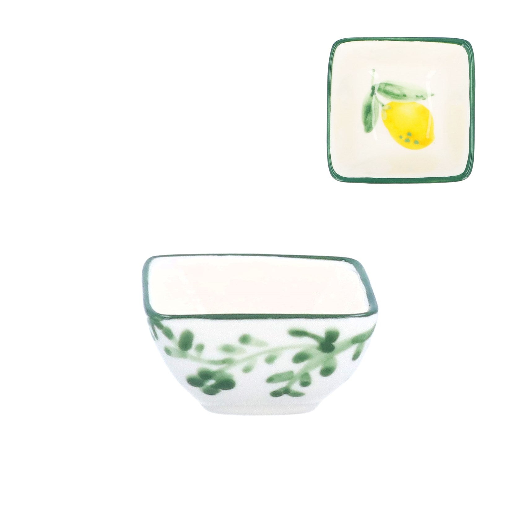 Artisan lemon stoneware mini square bowl