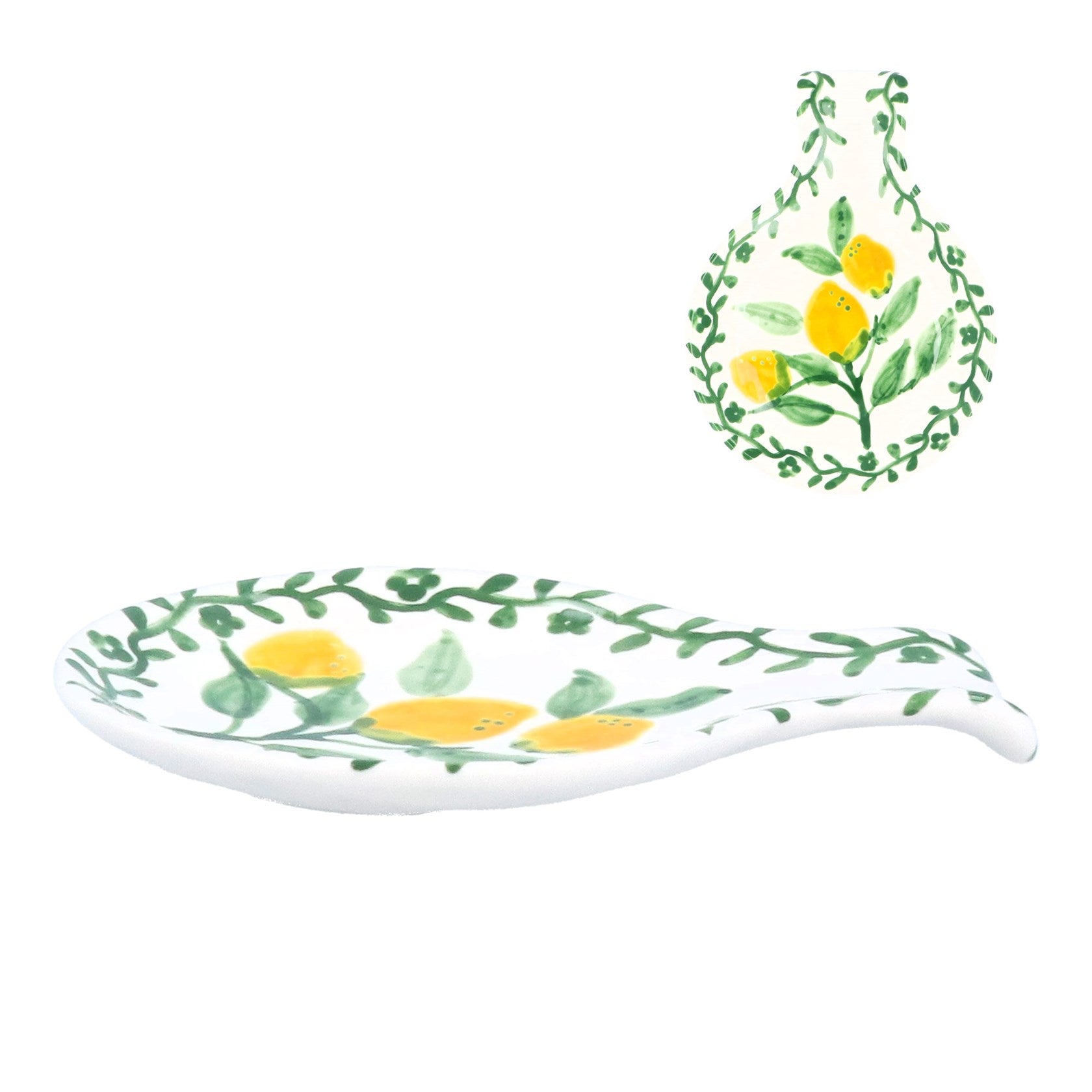 Artisan lemon stoneware small plate with handle