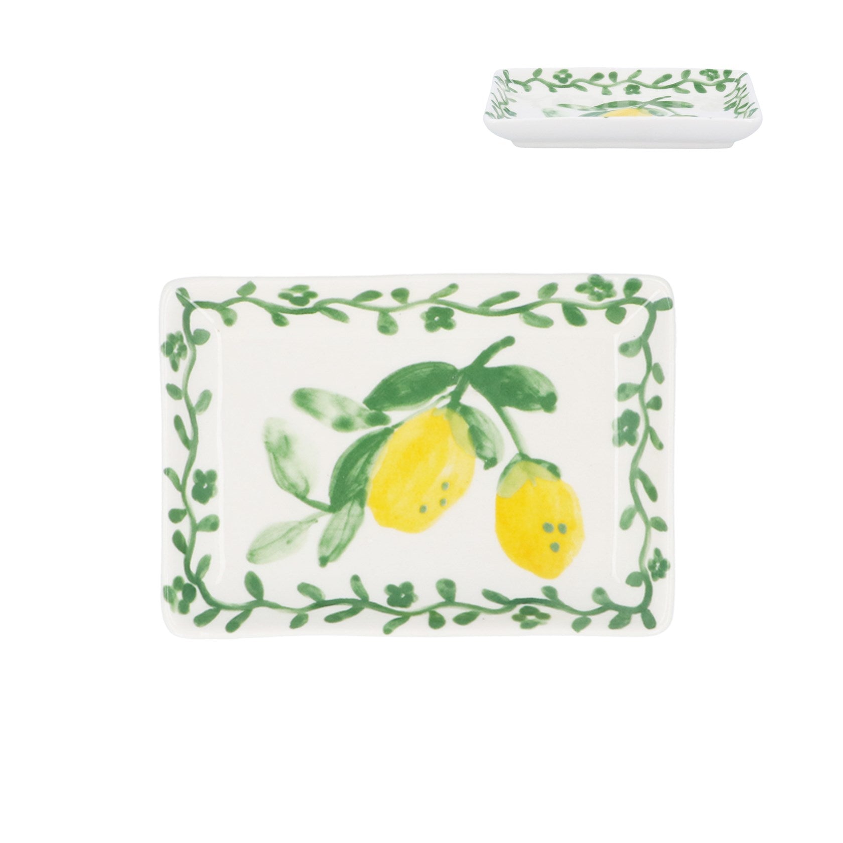 Artisan lemon stoneware small rectangular plate