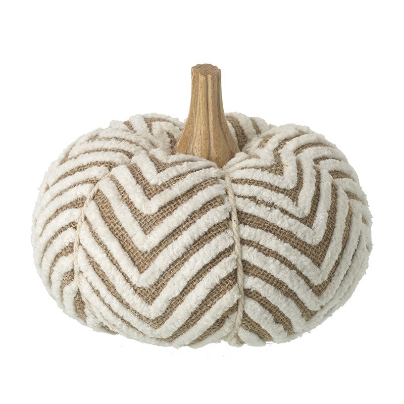 Large jute pumpkin with wooden stem