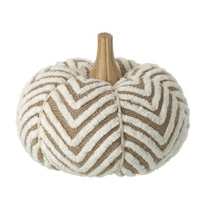 Large jute pumpkin with wooden stem