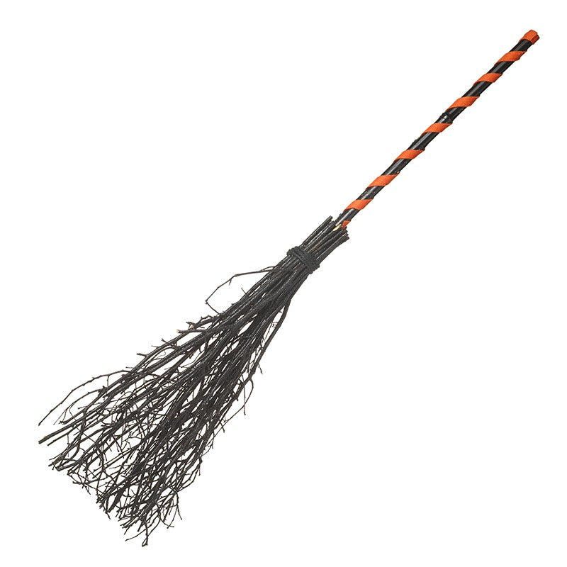 Witches broom with striped handle