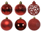 Shatterproof red matt shiny & glitter bauble mix