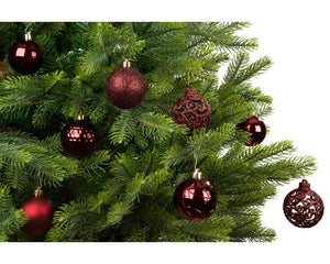Shatterproof oxblood matt shiny & glitter bauble mix