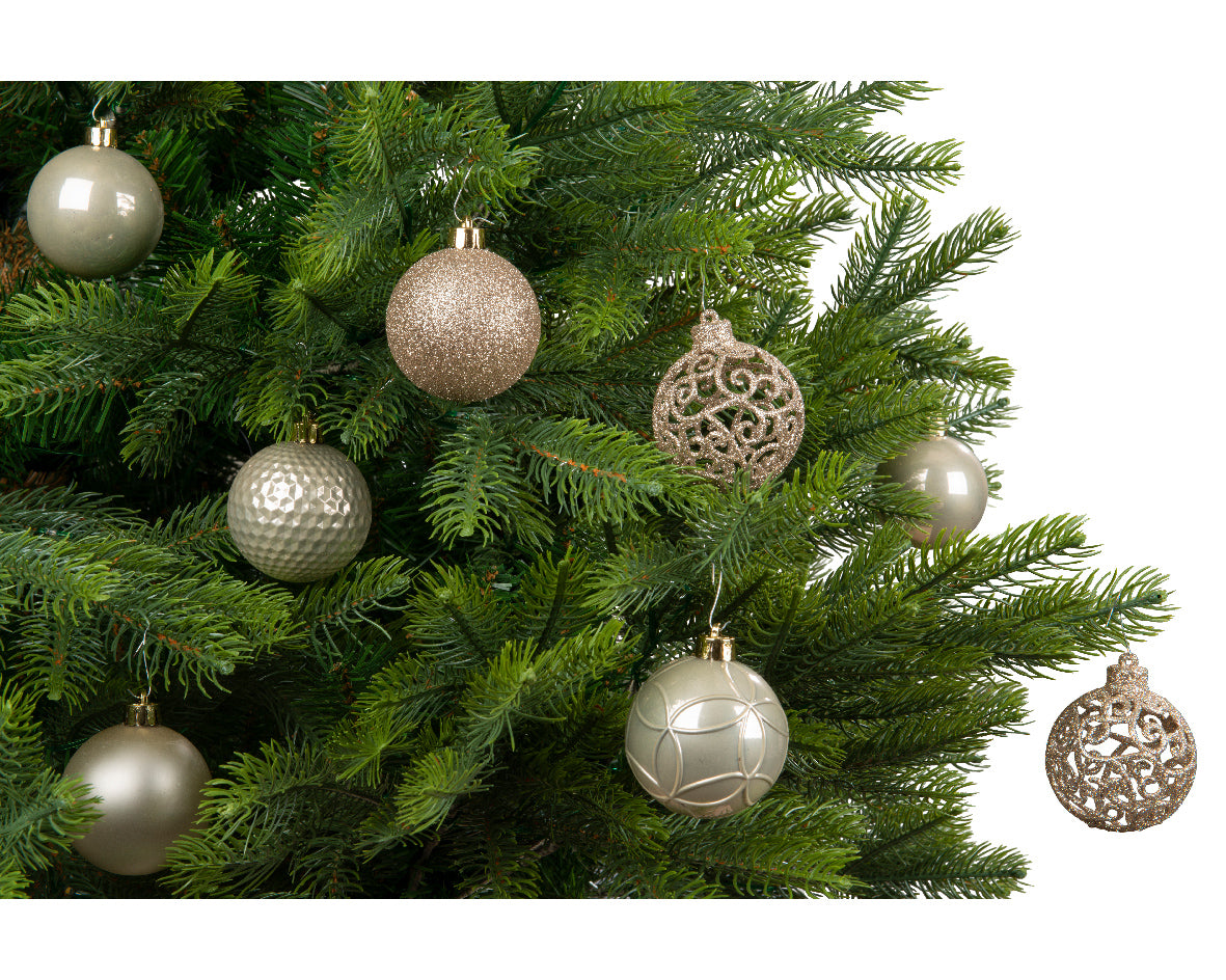 Shatterproof pearl matt shiny & glitter bauble mix